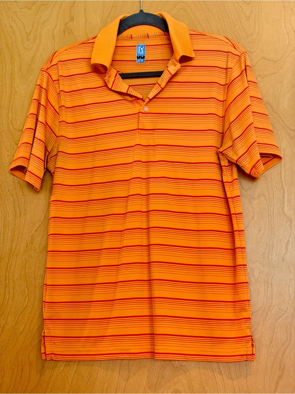 PGA Tour Orange Striped Performance Polo